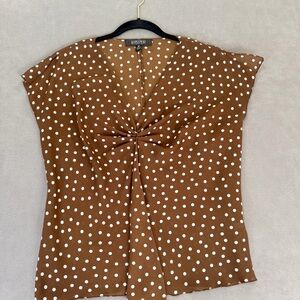 Kasper Women's Brown & White Polka Dot Blouse/Top-Fun/Flirty- Size 16